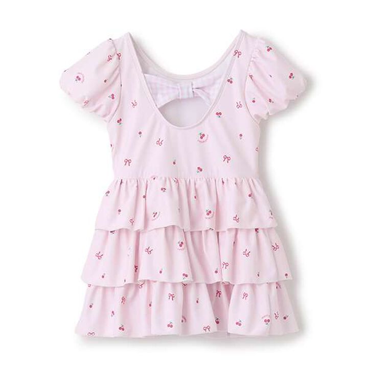 [SWIM] Cherry Pattern Frill One-Piece Swimwear,Light pink, medium image number 1