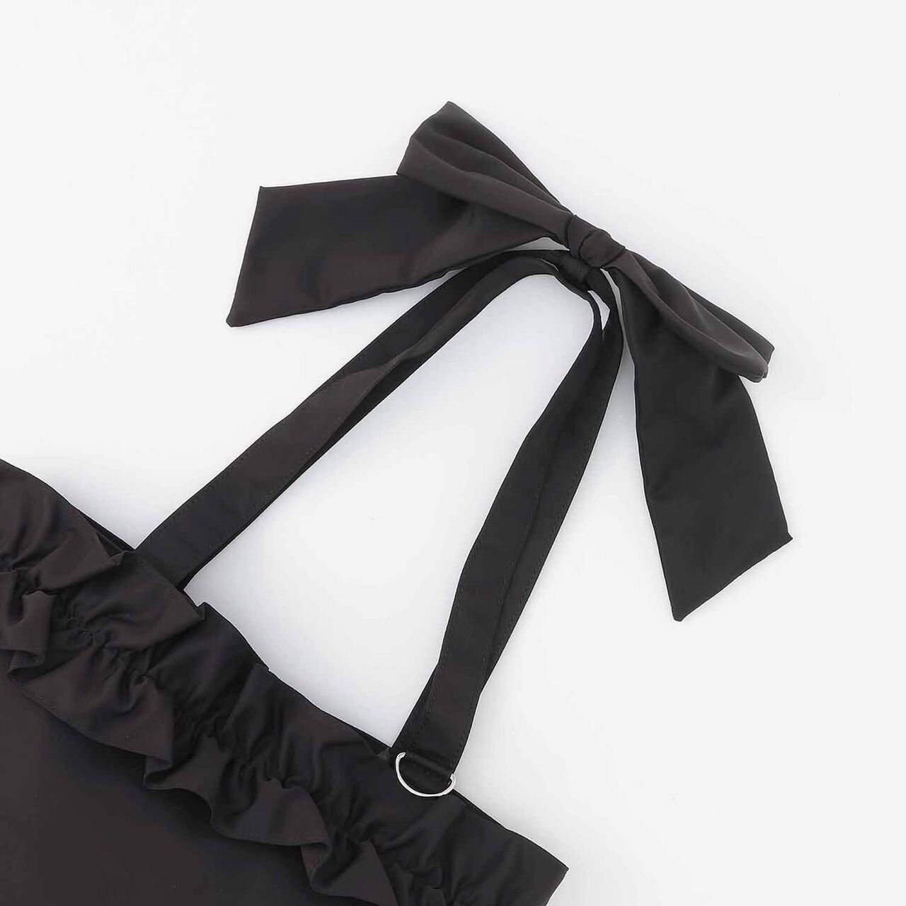 [B4 Compatible] Shoulder Ribbon Frill Tote,Black, large image number 11