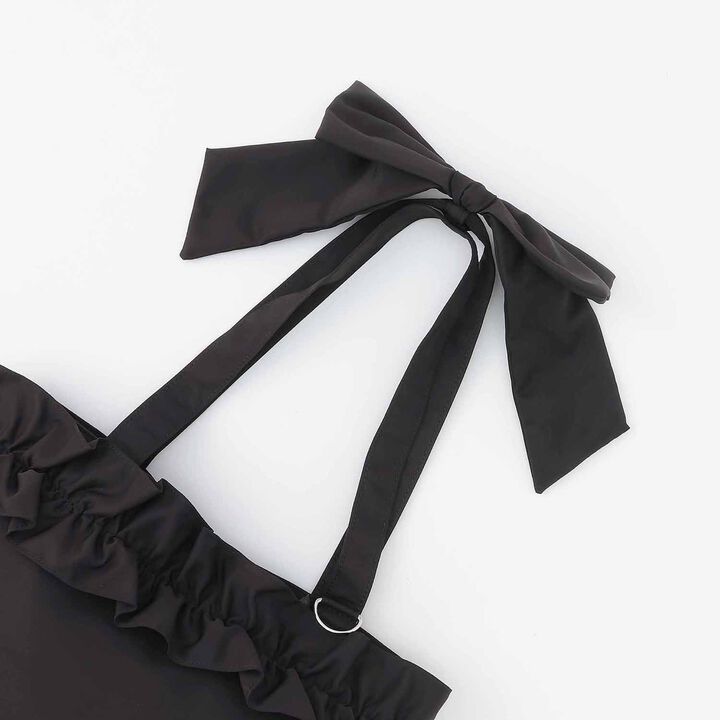 [B4 Compatible] Shoulder Ribbon Frill Tote,Black, medium image number 11