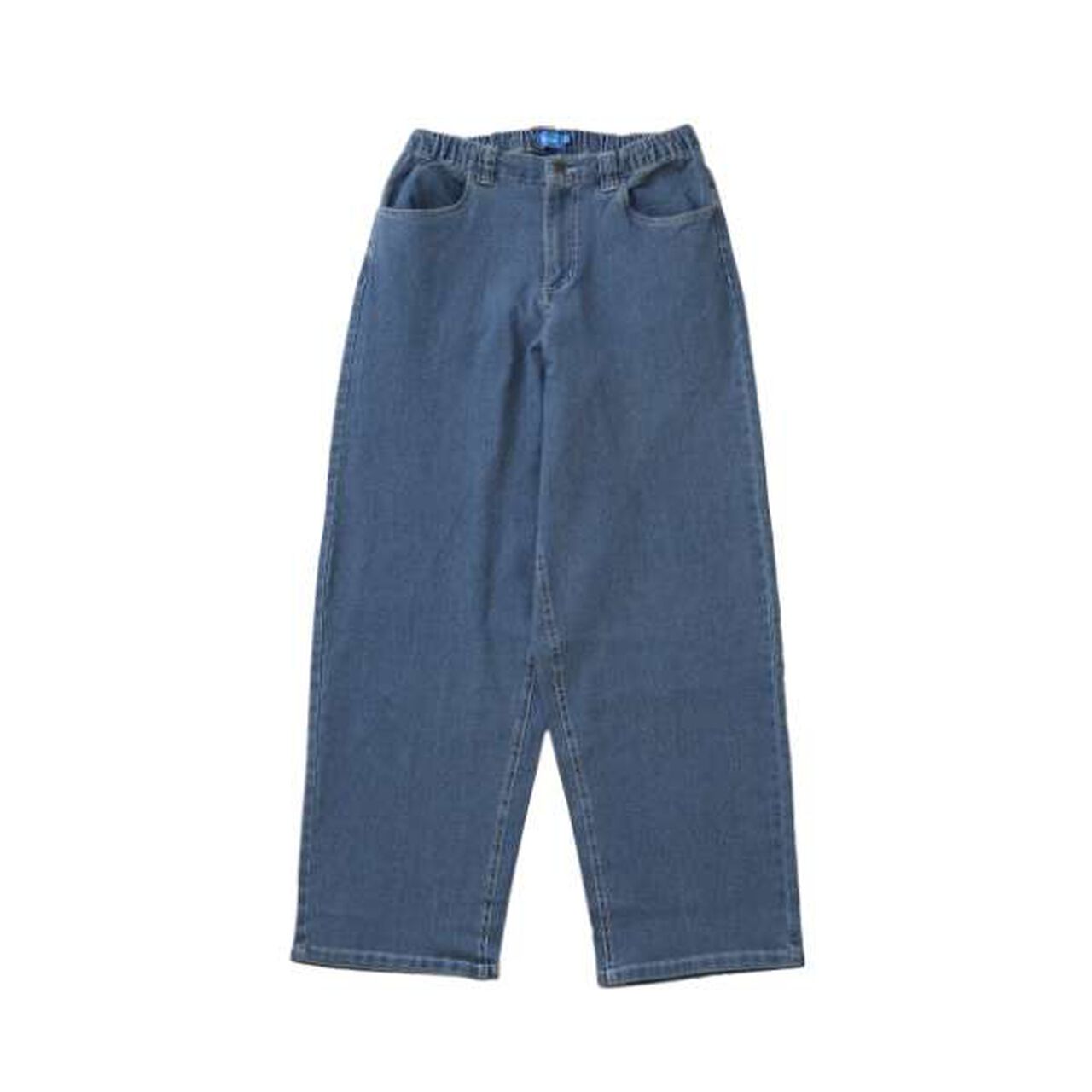 Stretch Denim Relaxed Baggy Pants,Deep blue, large image number 9