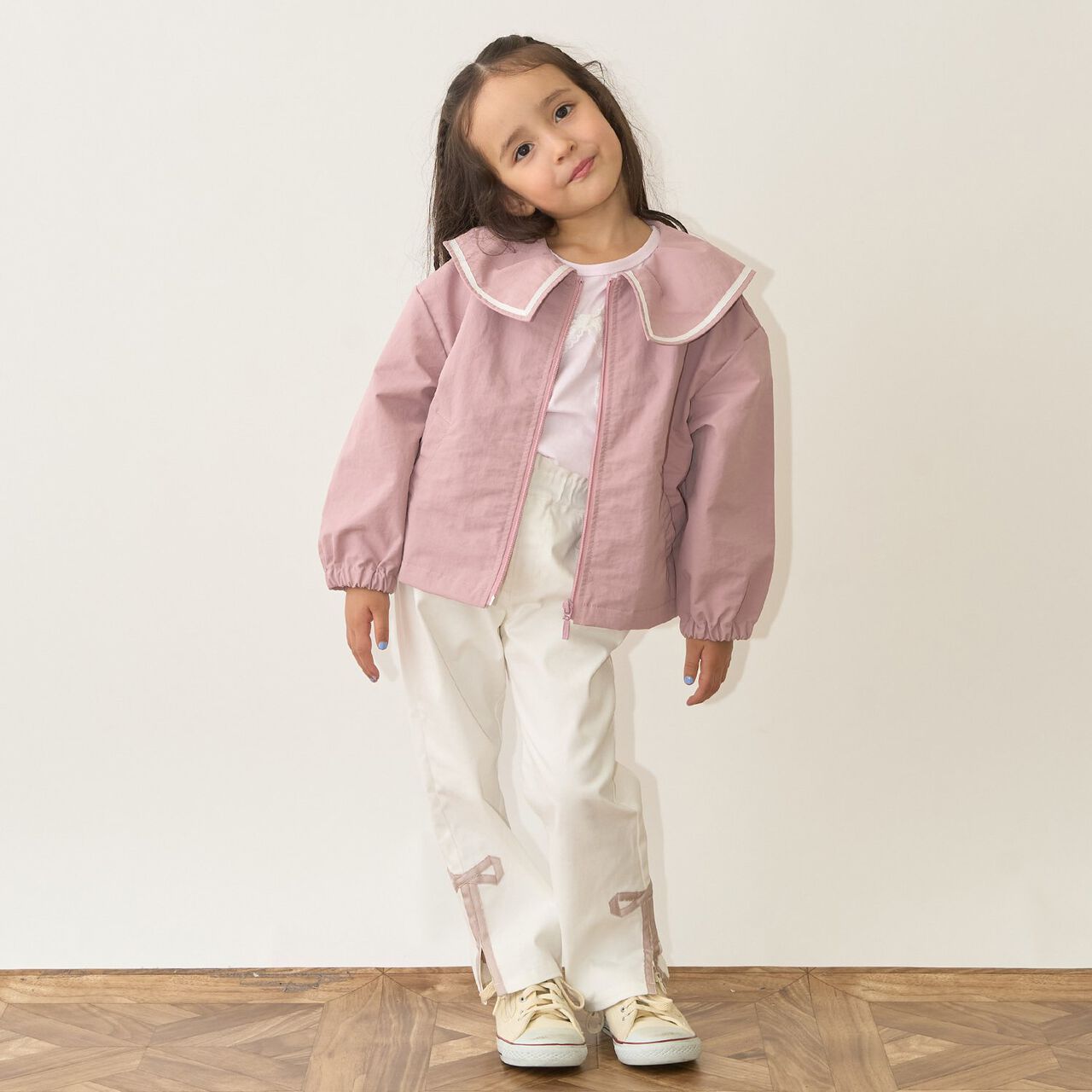 Frill Collar Windbreaker,Navy, large image number 21