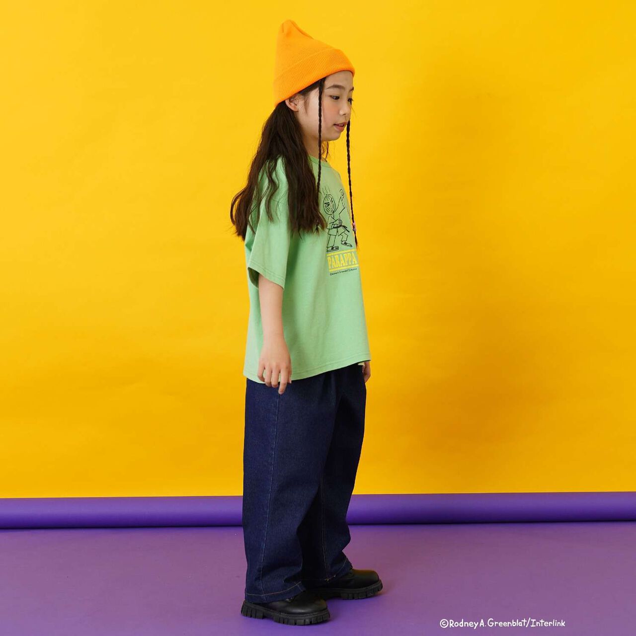 [PaRappa the Rapper] 彩色寬版撞色標誌短袖T恤,橙色, large image number 11