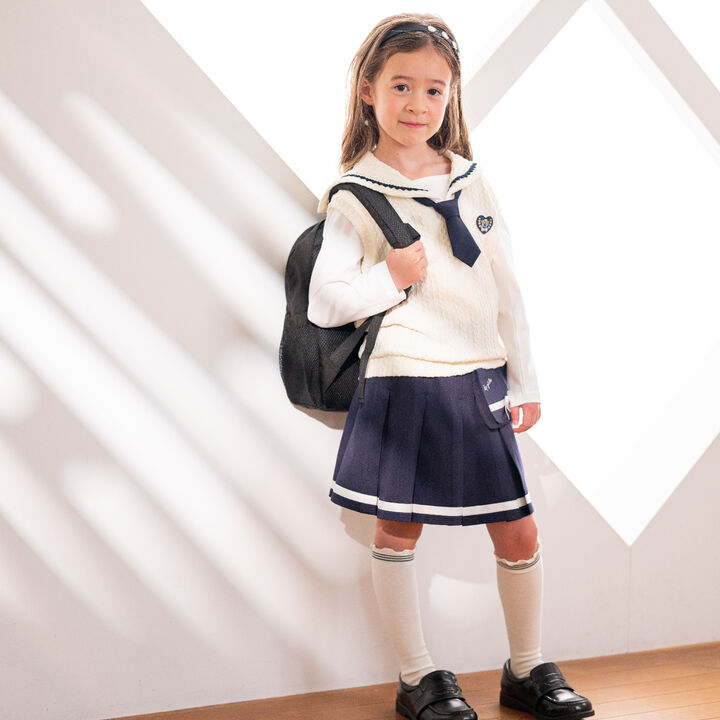 Pleated Skirt-Pants with Detachable Pocket,Navy, medium image number 19