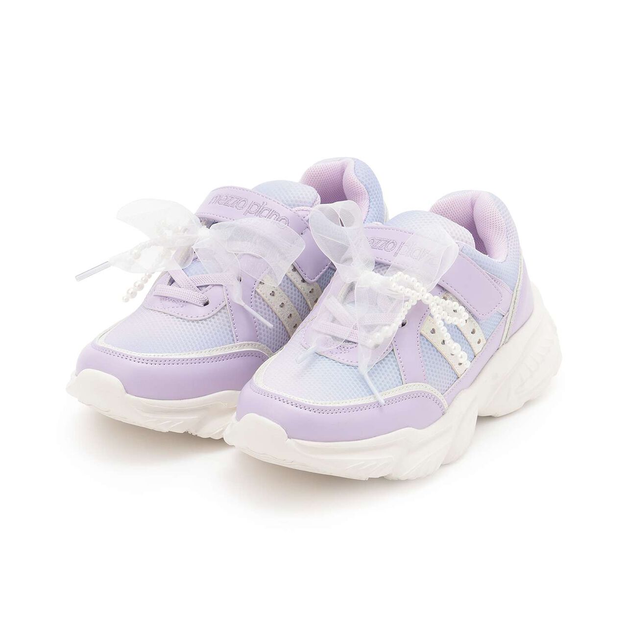 Charm-Attached Heart Velcro Sneakers,Lavender, large image number 1