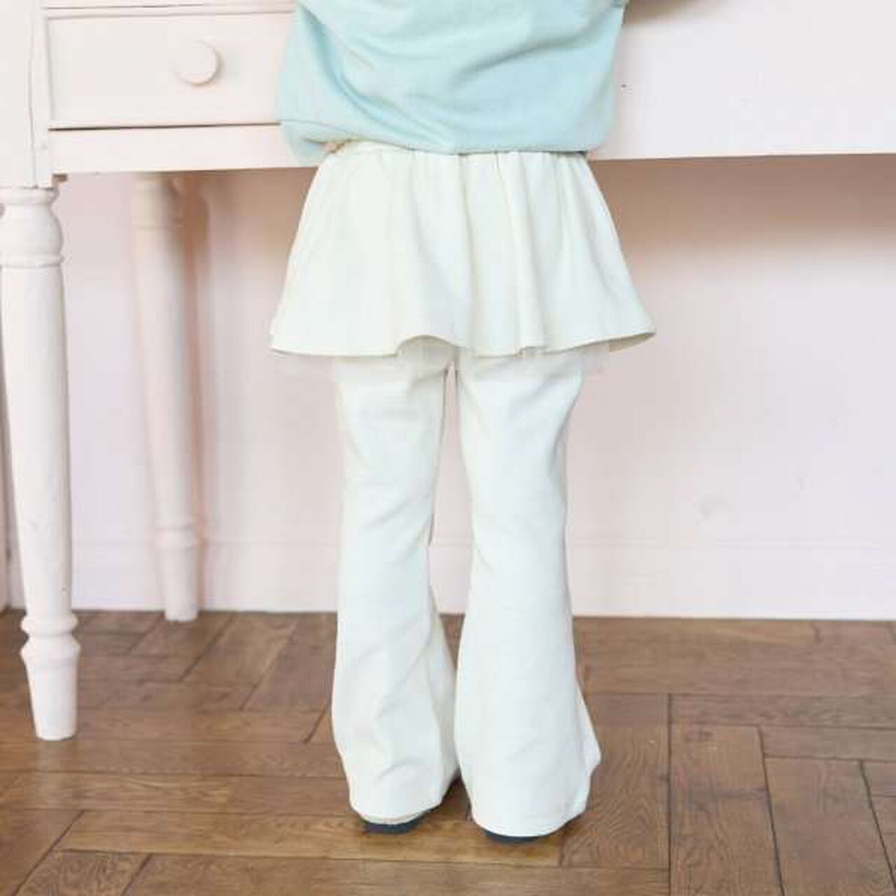 Tomo Pants with Gathered Skirt and Wool Lining Flare Pants,Mint, large image number 14