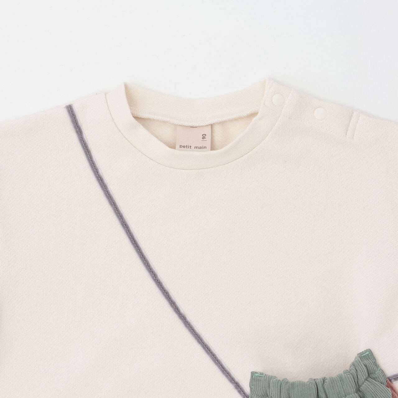 Wool Lined Strawberry Small Shoulder Bag Sweatshirt,Ivory, large image number 7