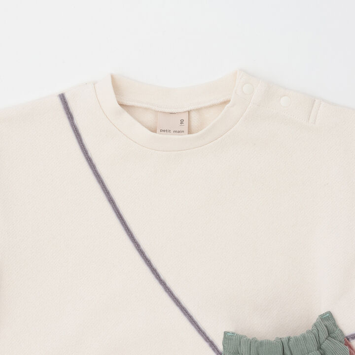 Wool Lined Strawberry Small Shoulder Bag Sweatshirt,Ivory, medium image number 7