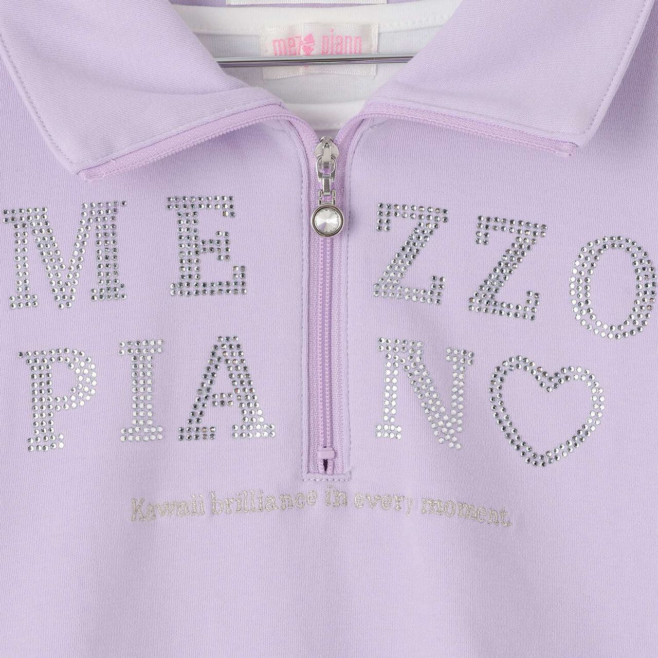 Half-Zip Pullover & Hem Frill Short-Sleeve T-Shirt Set,Lavender, large image number 8