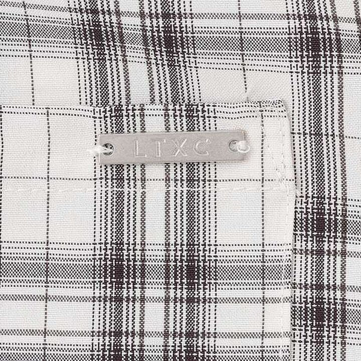 Drawstring Short-Sleeve Checkered Shirt,Blue, medium image number 11