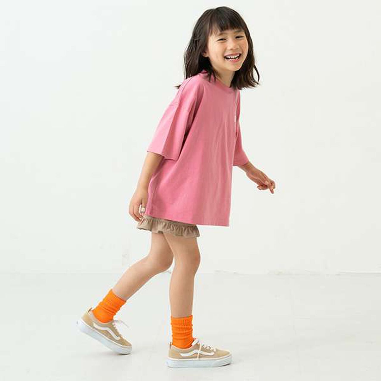 [100% Cotton Matching with Dad] Kids Logo Embroidery Big Half T-Shirt,Smoke white, large image number 4