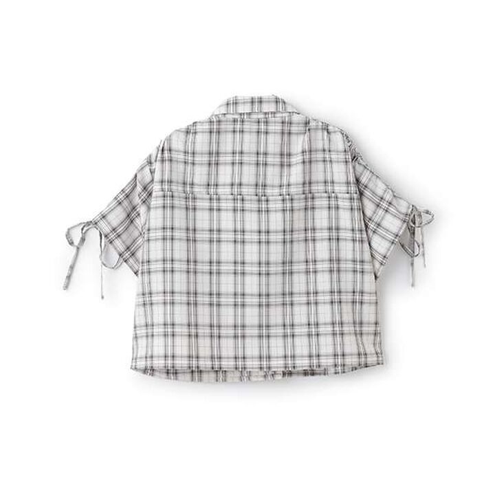 Drawstring Short-Sleeve Checkered Shirt,Blue, medium image number 8