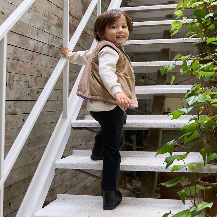 Plain Boa Reversible Vest,Light beige, medium image number 2