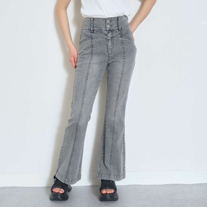[Cool Touch] Style-Up Flare Denim Pants,Turquoise, medium image number 3