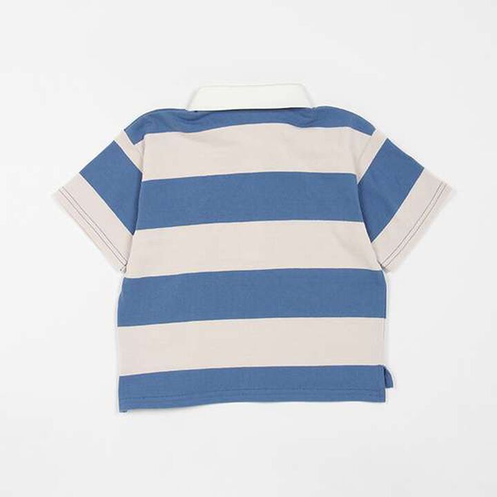 [Link] Wide Stripe Rugby Shirt (Kids),Moderate blue, medium image number 1