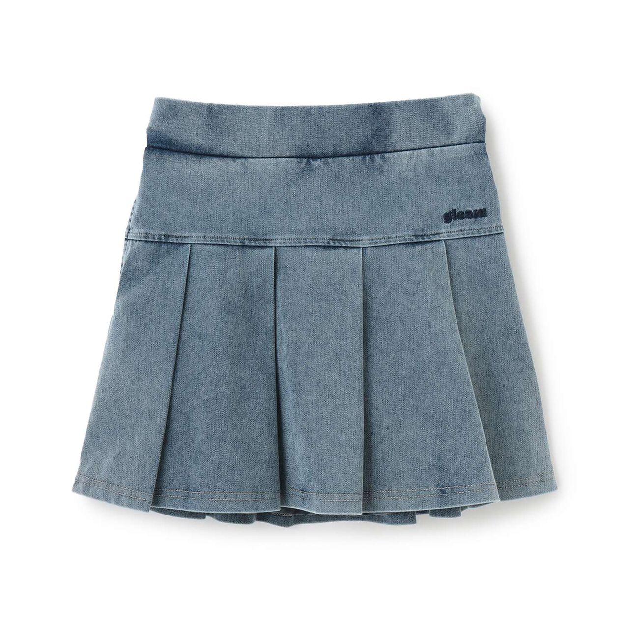 Denim-Like Cut Pleated Skirt,Gray, large image number 6