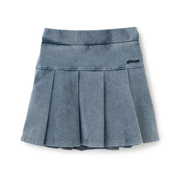 Denim-Like Cut Pleated Skirt,Gray, medium image number 6