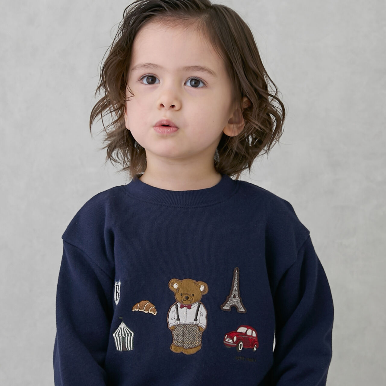 Bear Motif Sweatshirt,Navy, large image number 3