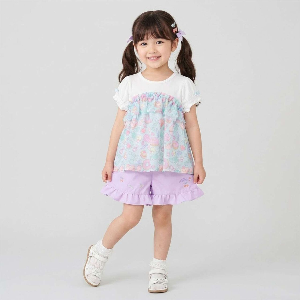 Sweets Motif Color-Block Top,Sax blue, large image number 10