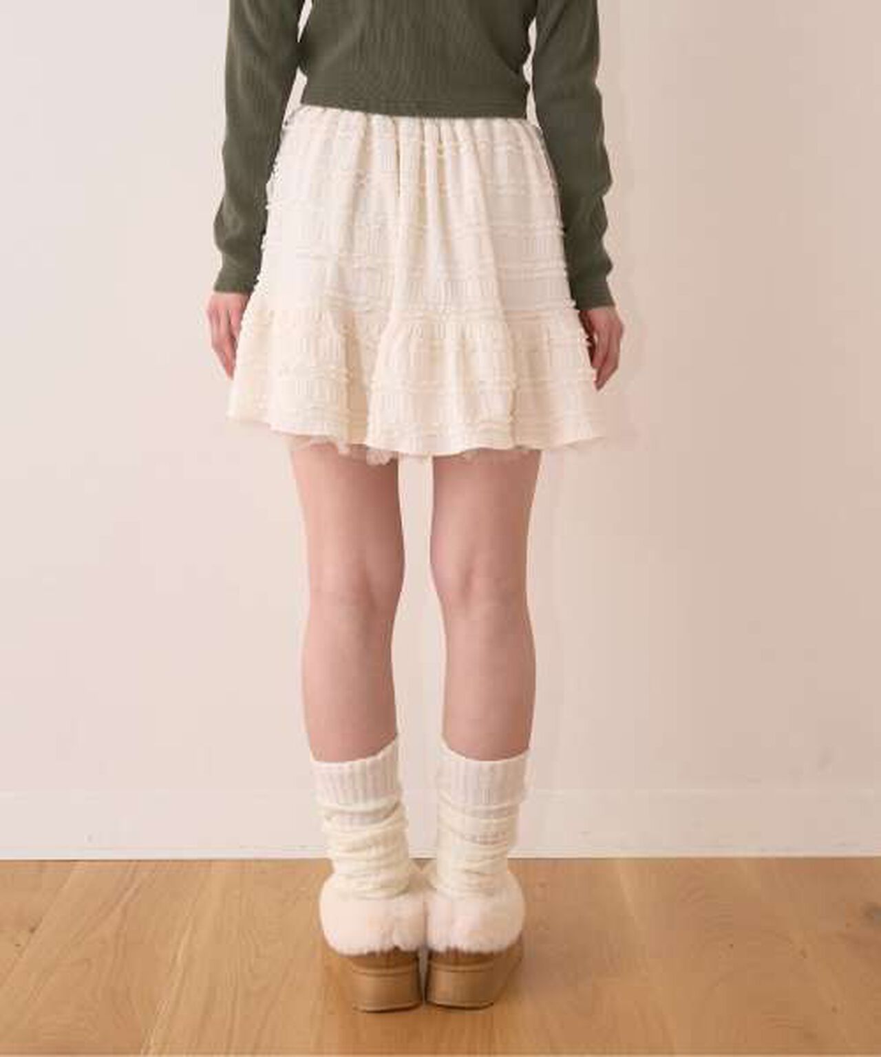 Tiered Mini Skirt,Ivory, large image number 9