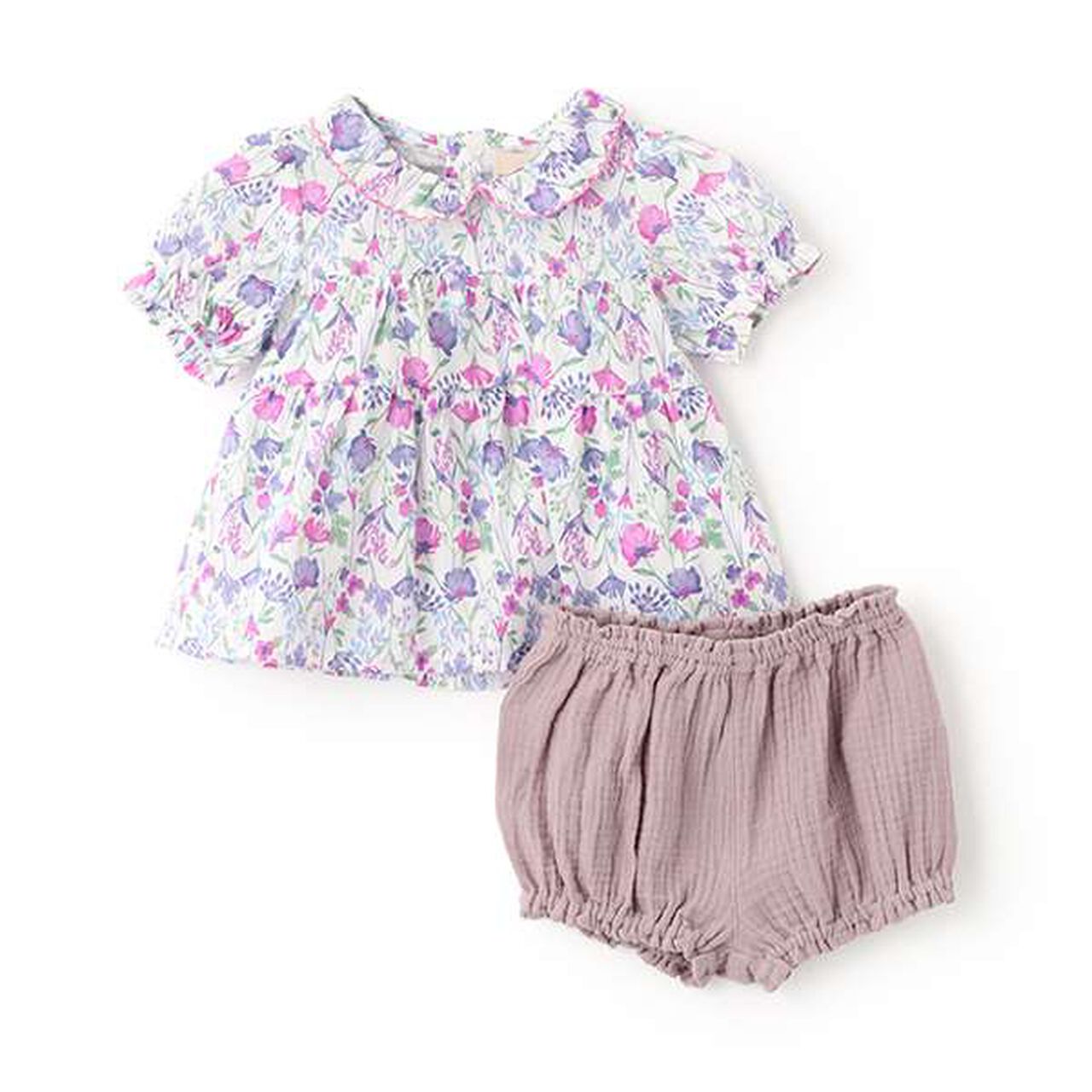 Floral Tunic Pants Set,Blue, large image number 9