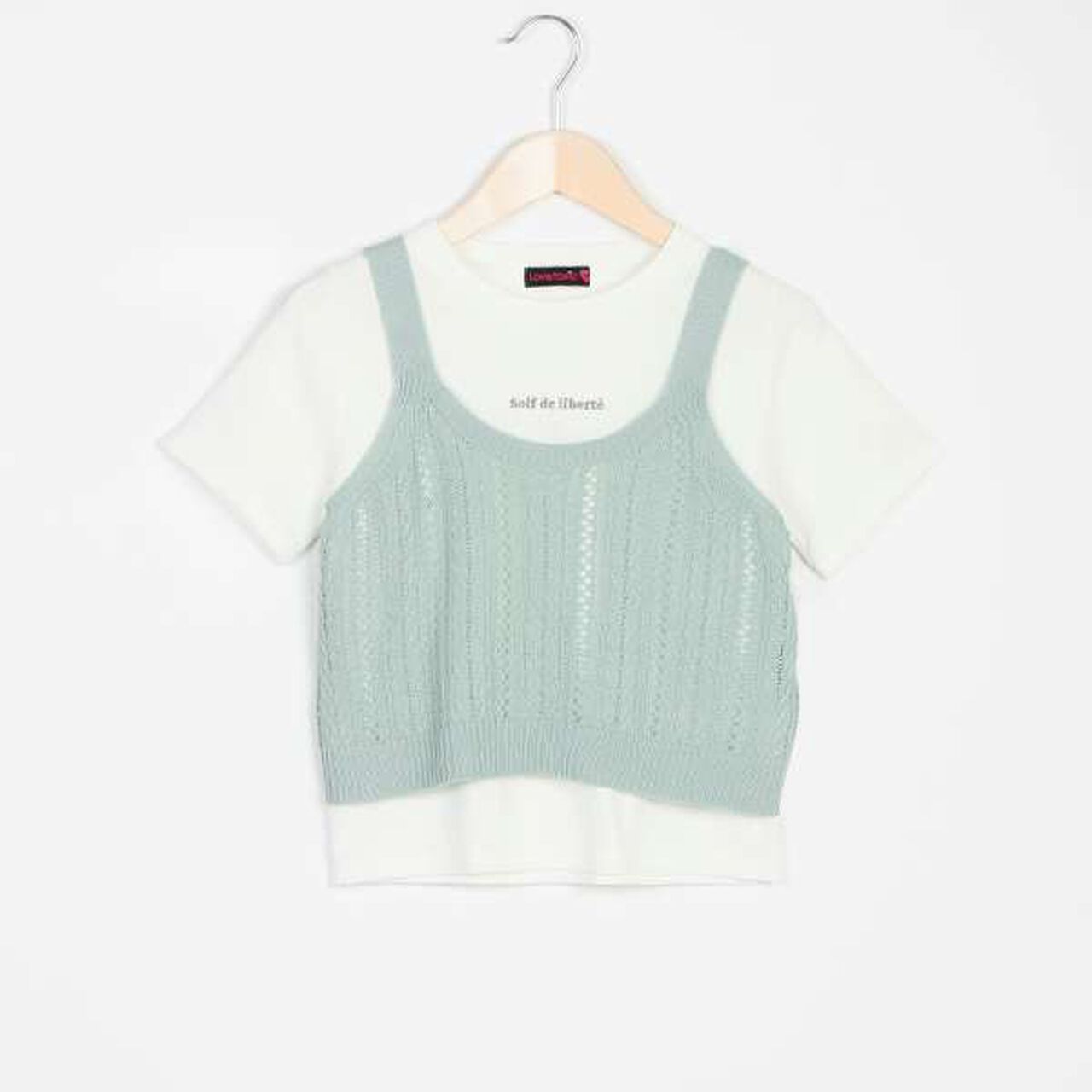 Knit Vest Inner Wear Set,Emerald green, large image number 3