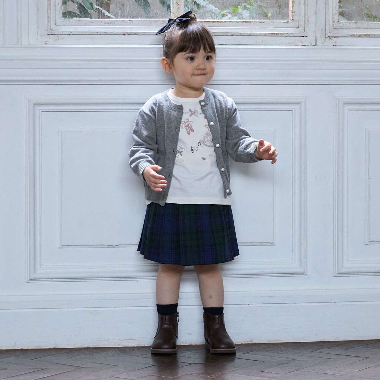 [Link] Pearl Button Knit Cardigan,Black, large image number 5