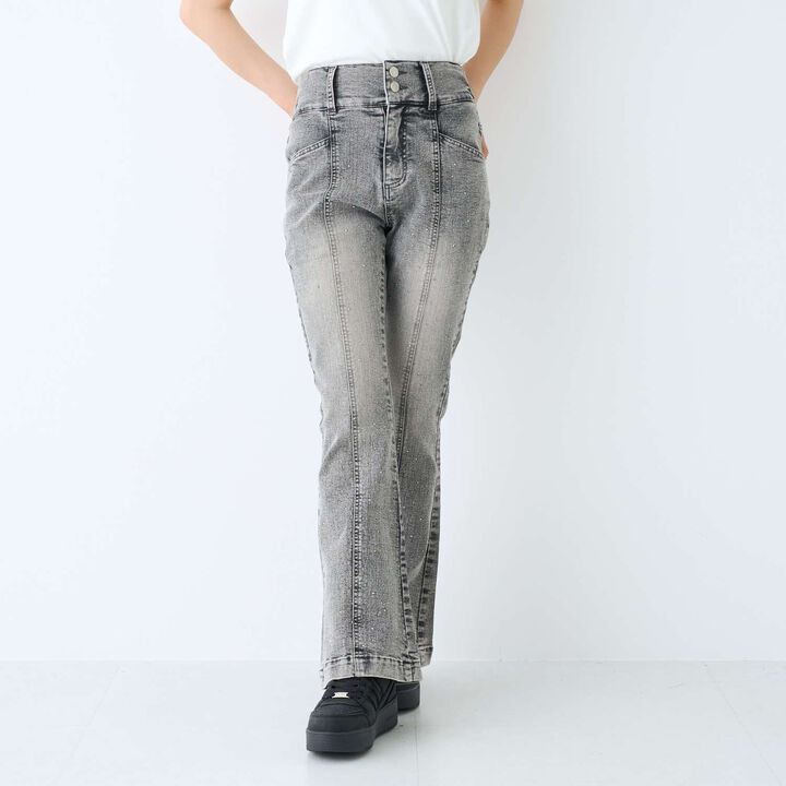 [Stretch] Sparkling Flare Denim Pants,Blue, medium image number 6