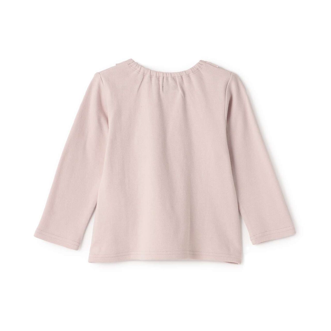 Organic Frilled Collar Long-Sleeve T-Shirt,Blue green, large image number 8