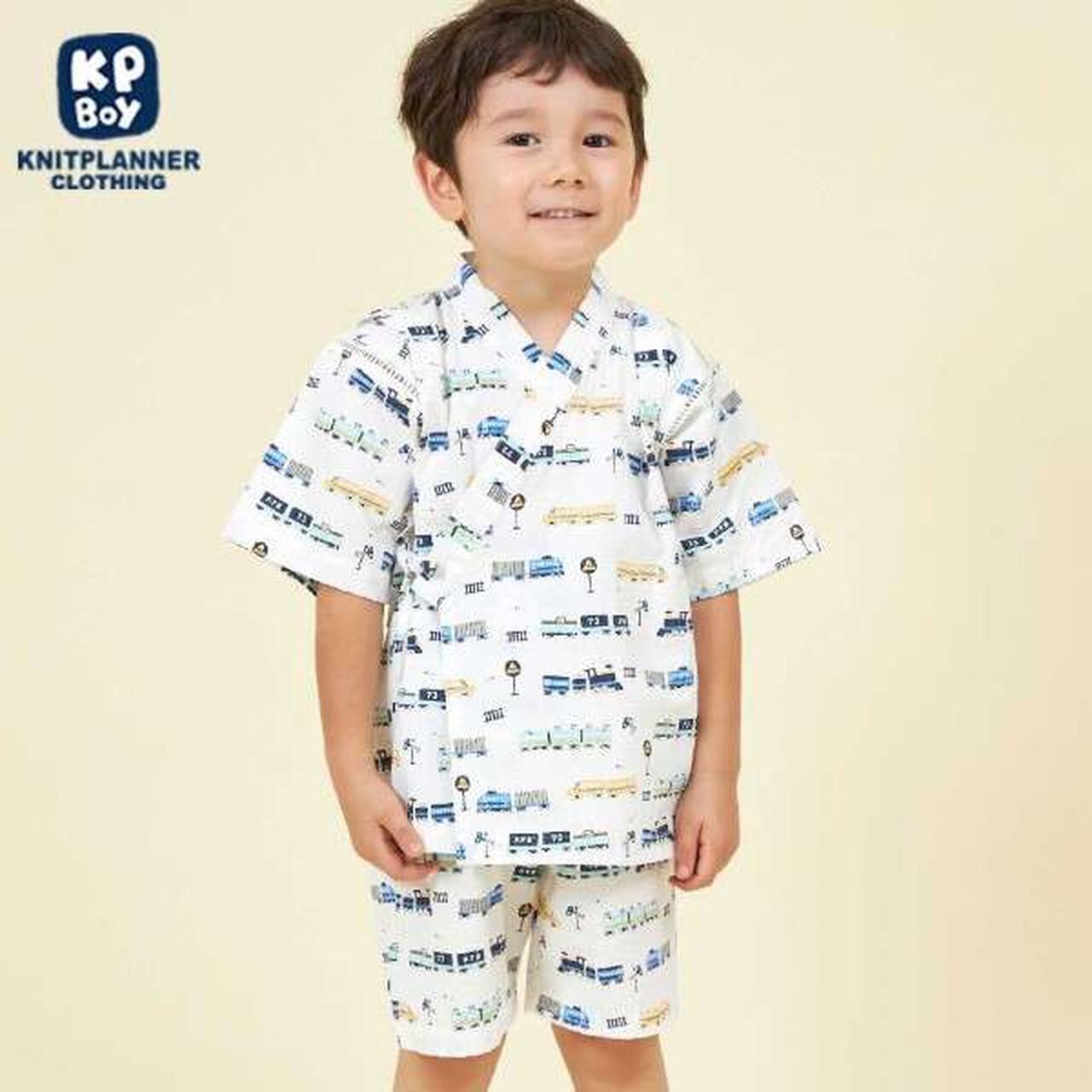 KP Boy Train Print Jinbei,White, large image number 0