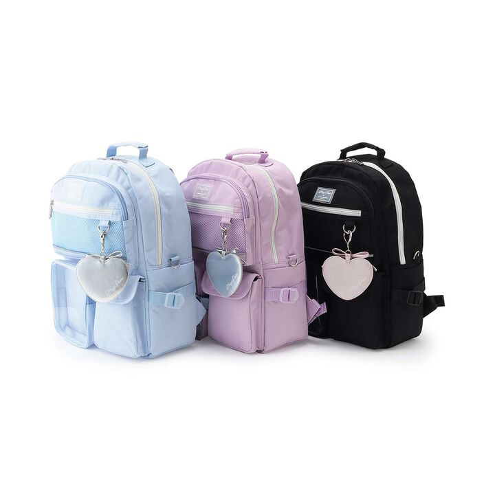 Water-Repellent Clear Pocket Backpack with Charm 20L,Black, medium image number 16