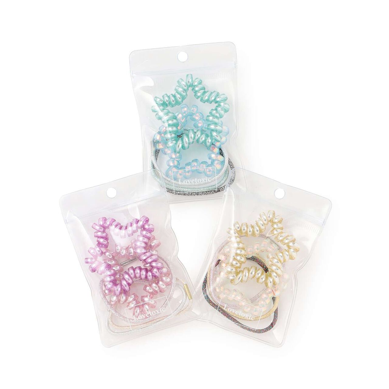 Sparkling Hair Tie Set,Pink, large image number 3