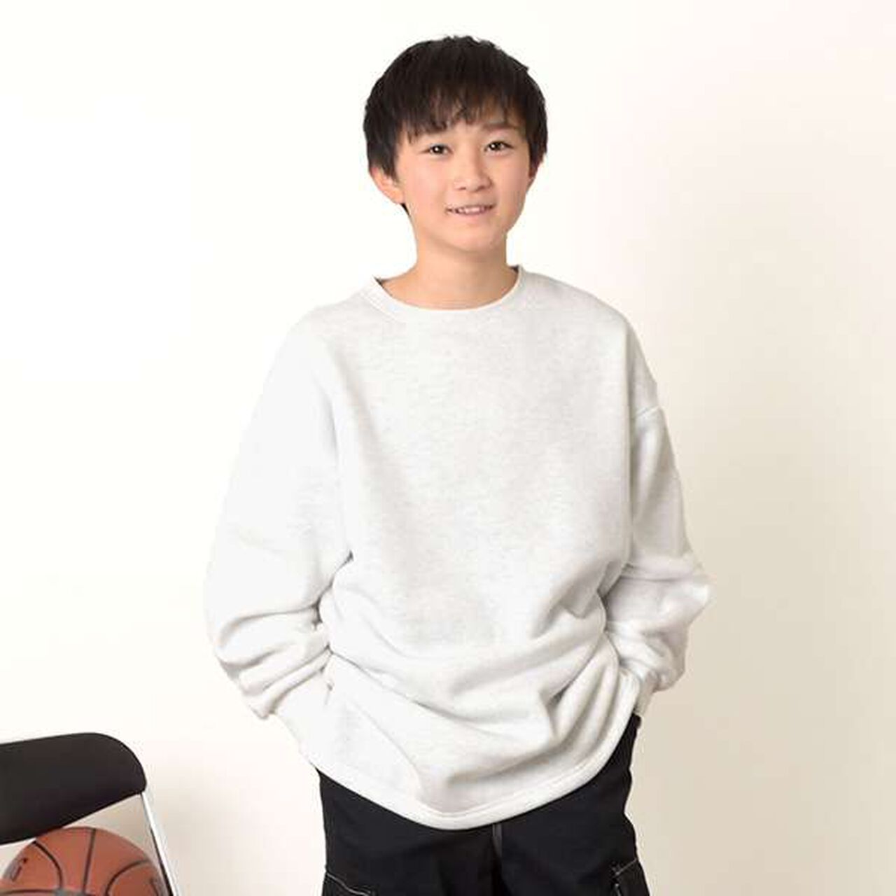 Wool Lined Back Print Sweatshirt,Milky white, large image number 2