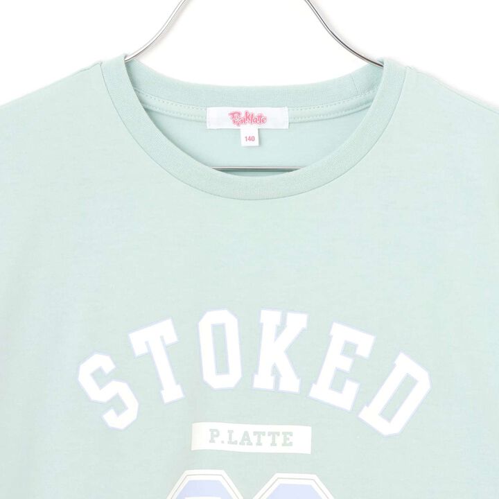 Tulle Sleeve Color Block Numbered Short Sleeve T-Shirt,Emerald green, medium image number 2