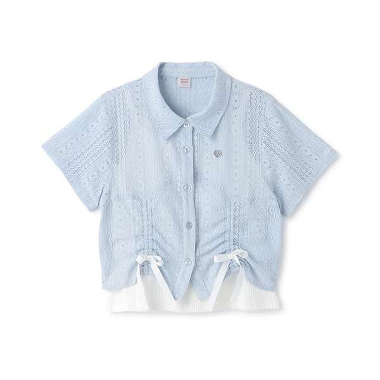 Assorted Material Ruffled Ribbon Shirt & Camisole Set,Black, large image number 15