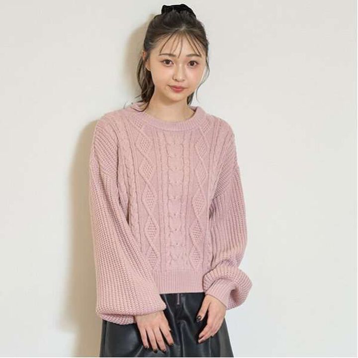 Cable Knit Pullover,Light green, medium image number 16