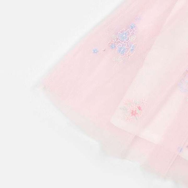 Flower Embroidered Tulle One-Piece Dress,Light pink, medium image number 9