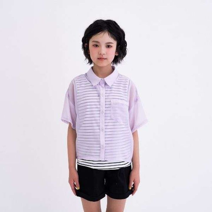 [3WAY] Short-Sleeve Sheer Shirt & Cool Sensation Tank Set,Lavender, medium image number 16