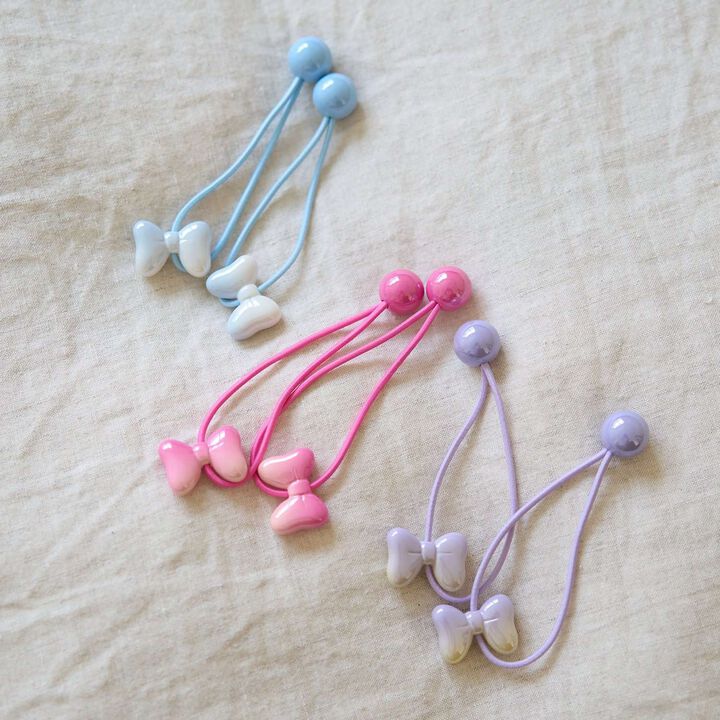 [Lycee Mine Ballet Series] Gradient Ribbon Hair Ties 2P Set,Cherry Pink, medium image number 8