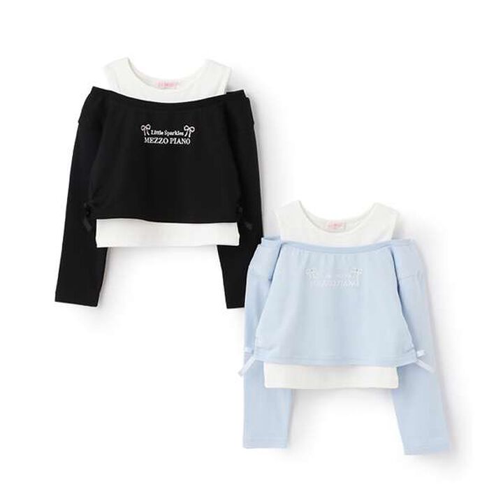 Layered Short-Length Long-Sleeve T-Shirt,Sax blue, medium image number 7