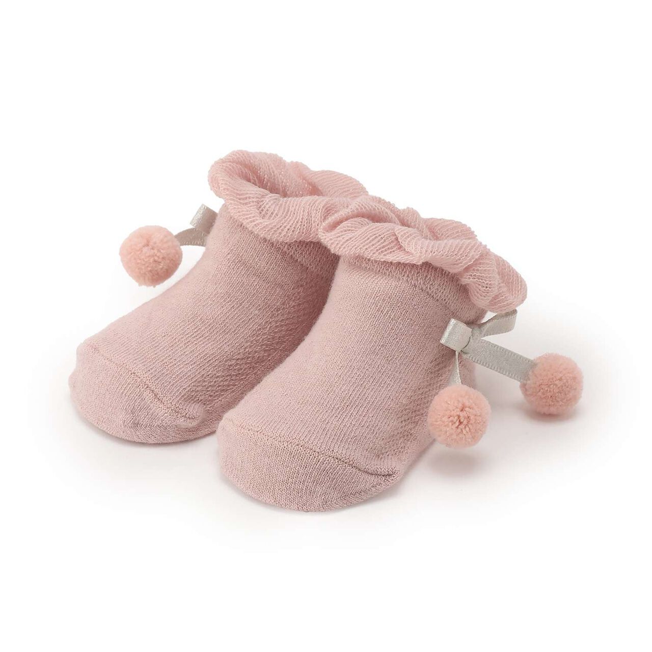W Pom Pom Cup Socks,Light pink, large image number 0