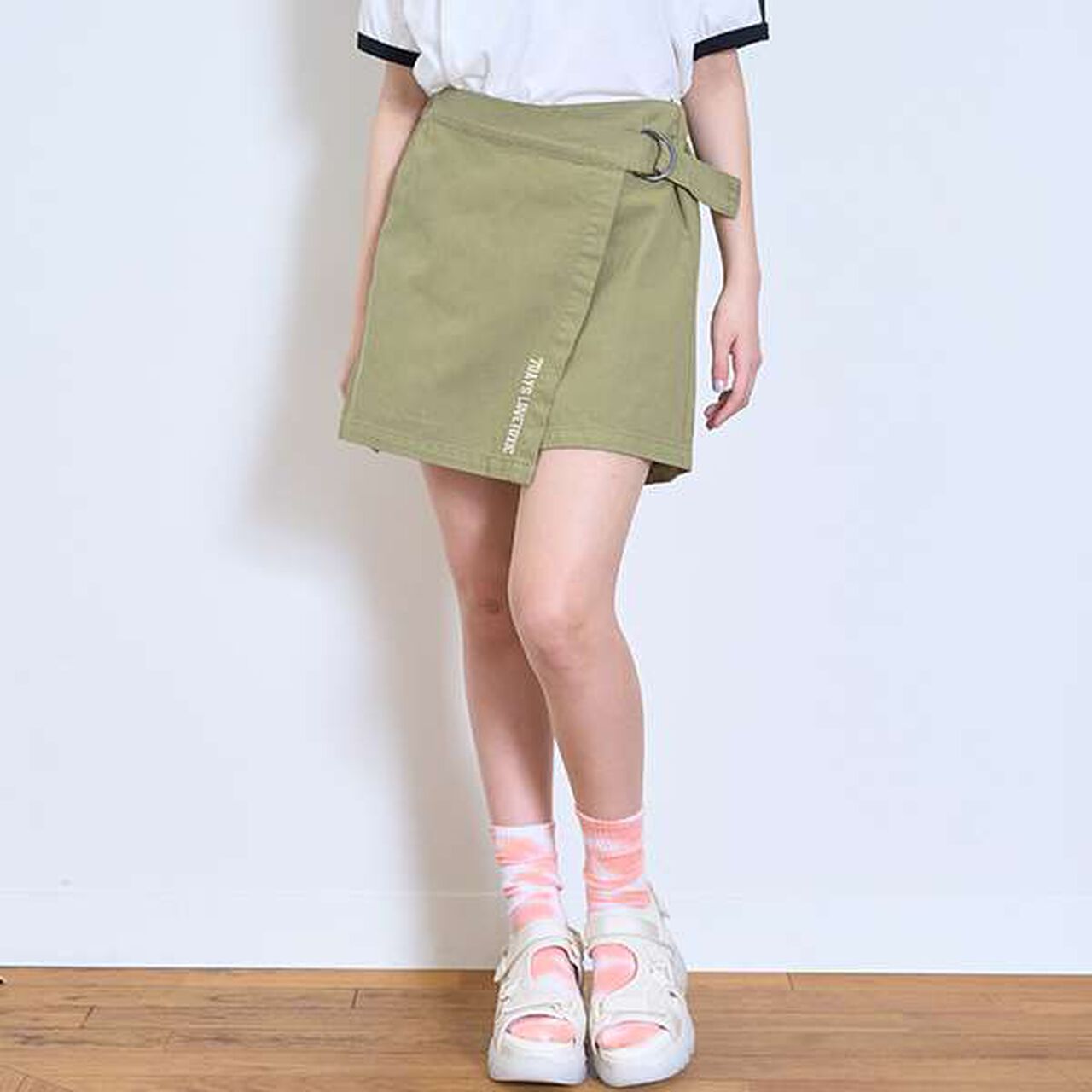 [7 Days] Wrap Culottes Skirt,Khaki, large image number 4