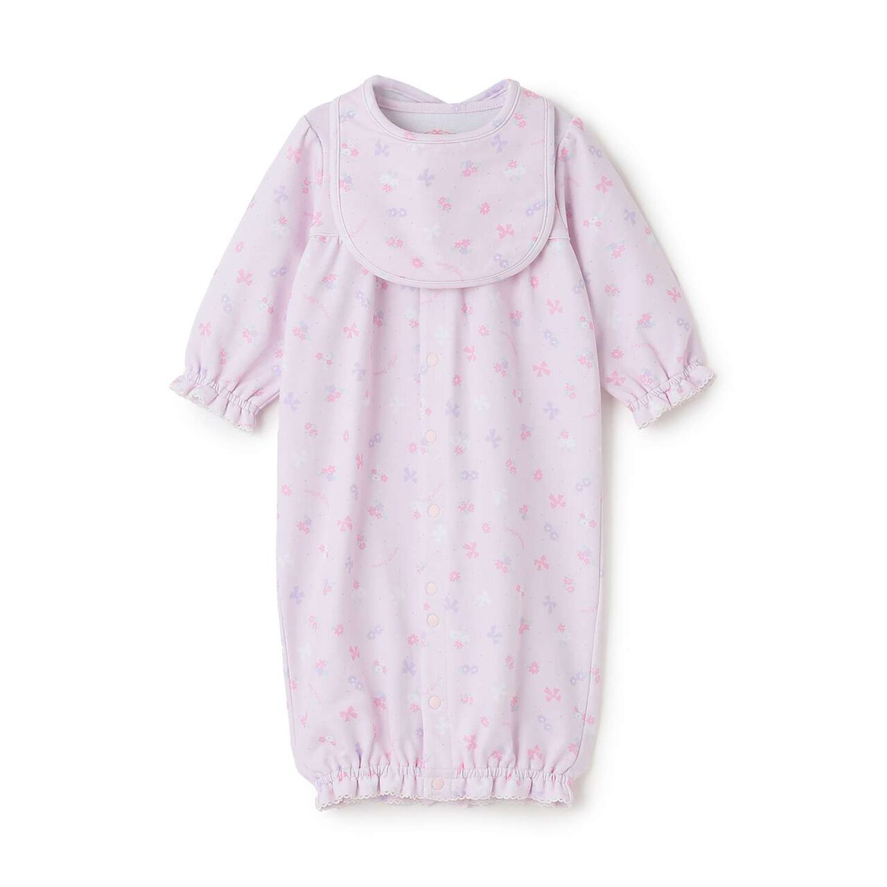 [Box Included] Flower Ribbon Pattern 2 WAY All-in-One & Bib Set,Light pink, large image number 16