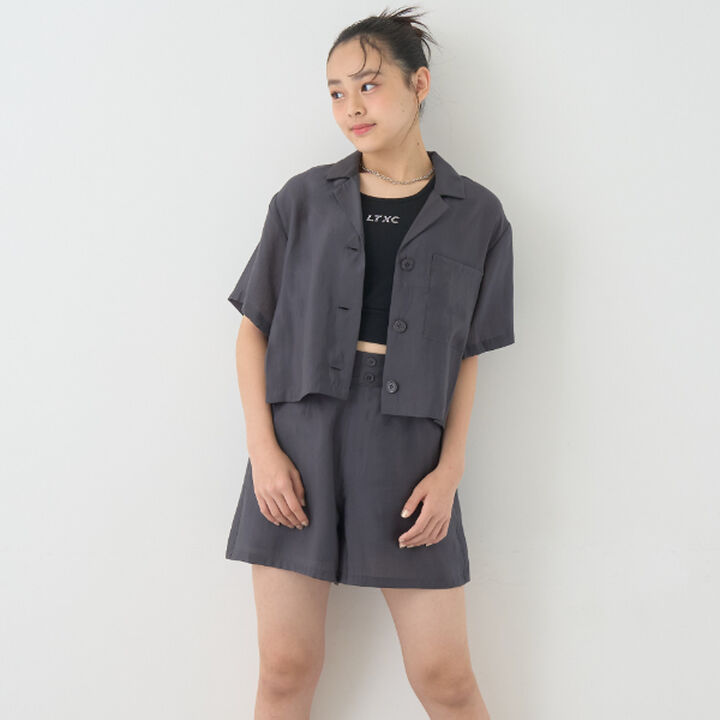 Sheer Shirt Jacket Set,Charcoal gray, medium image number 0