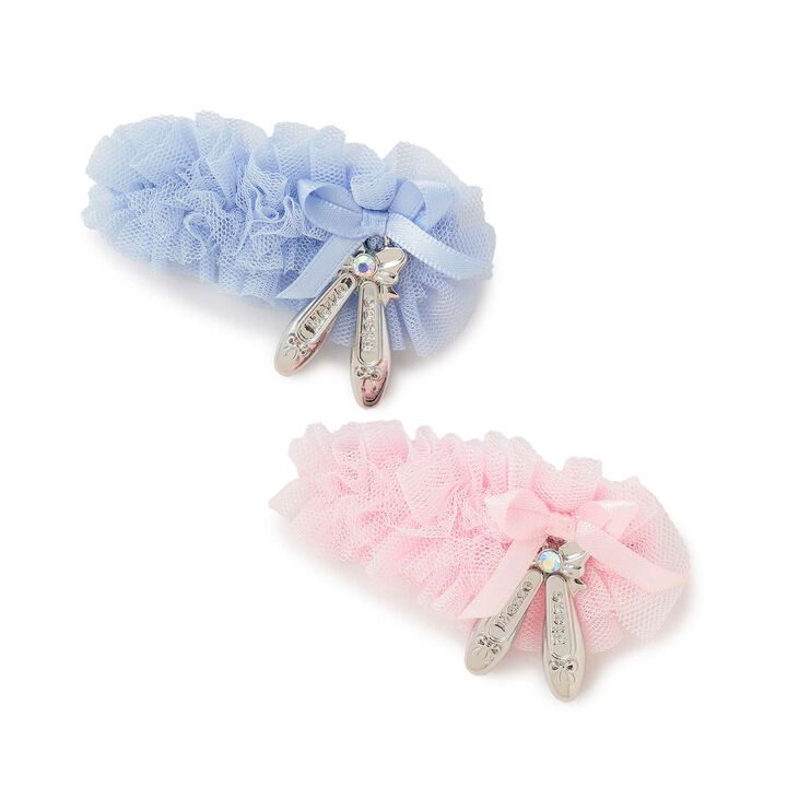 Tulle Frill Pointe Shoe Hair Clip [Made in Japan],Sax blue, medium image number 1