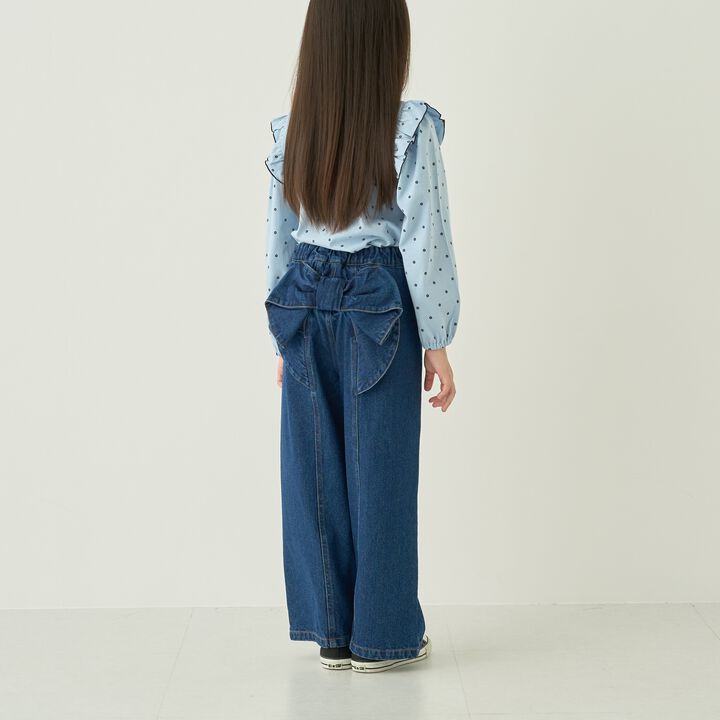 [Recommended for School] Back Ribbon Wide Pants for Girls [Kids' Clothing],, medium