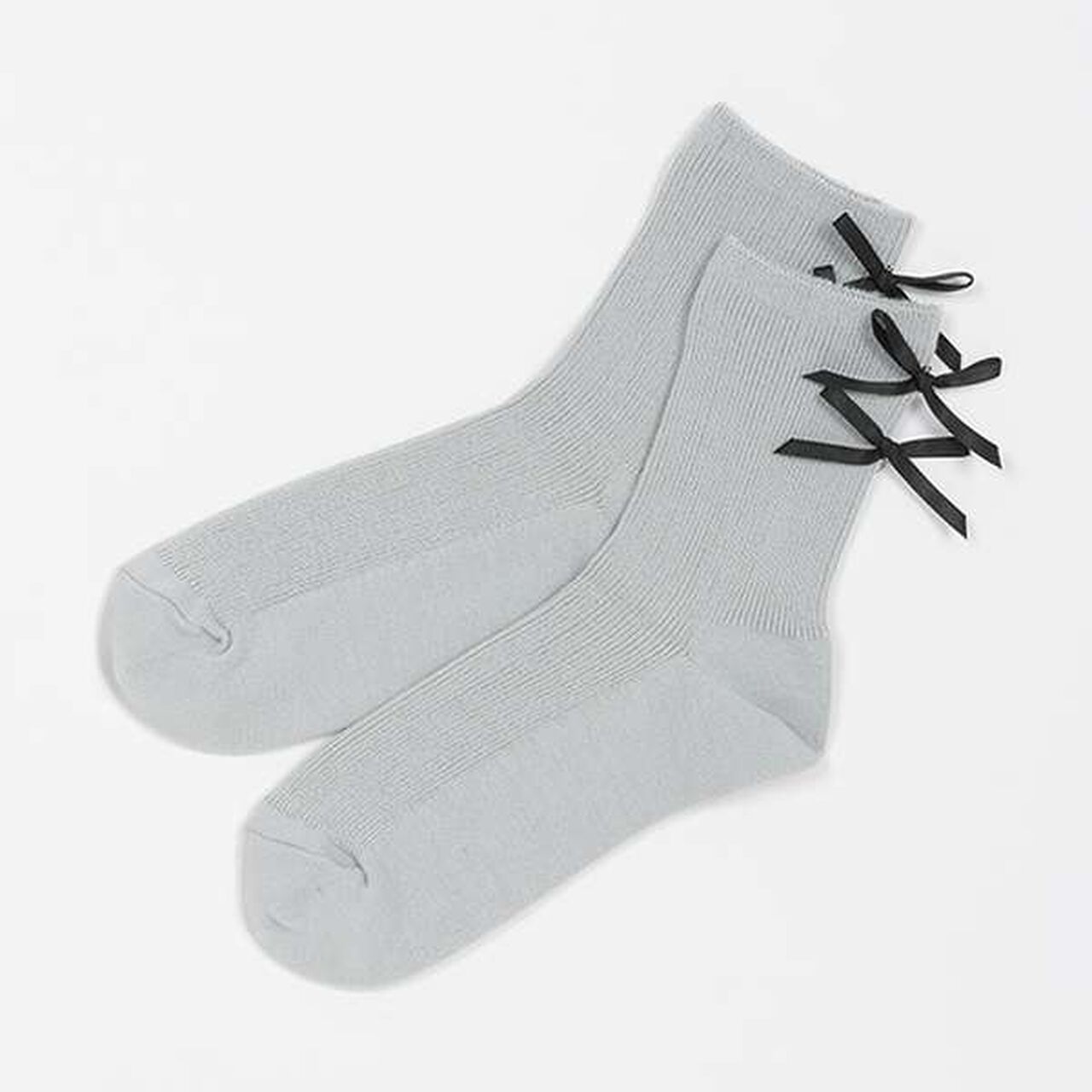 Back Ribbon Rib Socks,Gray, large image number 0