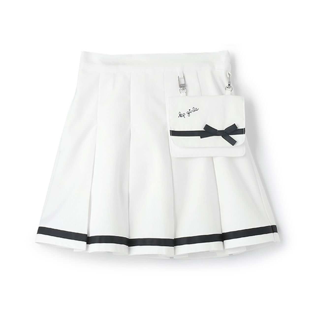 Pleated Skirt-Pants with Detachable Pocket,Navy, large image number 14