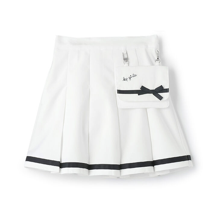 Pleated Skirt-Pants with Detachable Pocket,Navy, medium image number 14