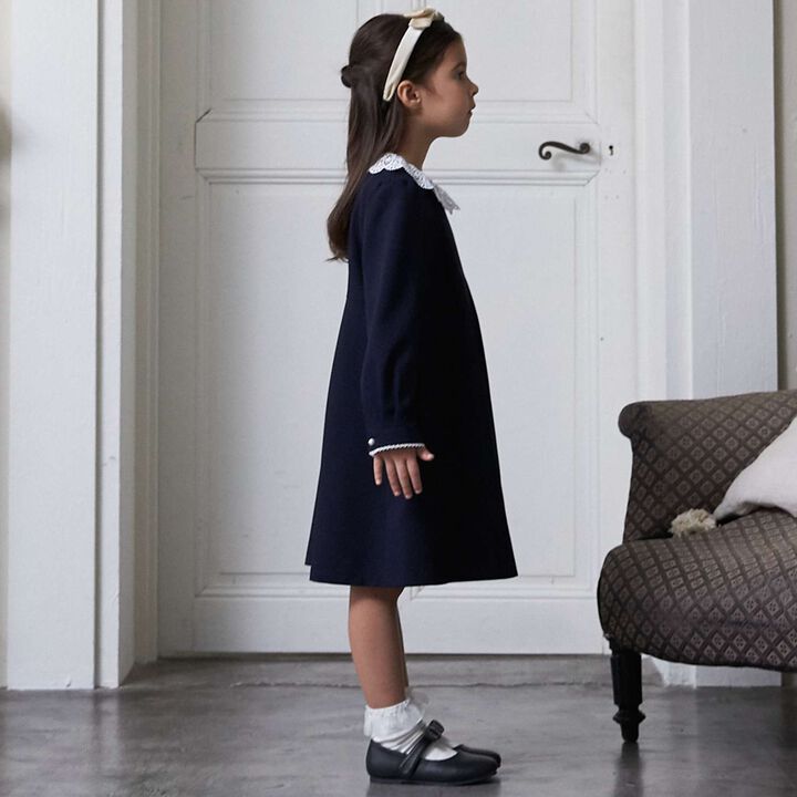 Semi-Formal Lace Collar One-Piece Dress,Beige, medium image number 7