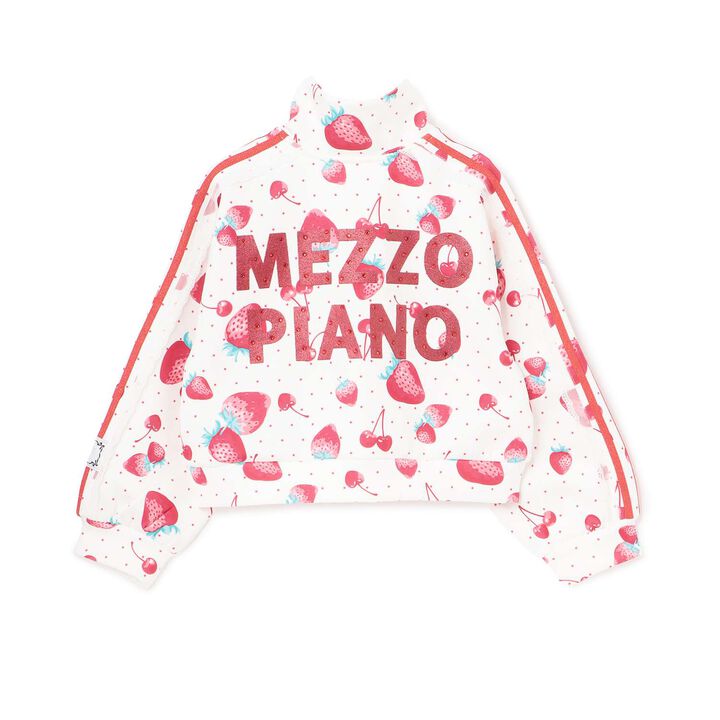 Strawberry Cherry Pattern Lace Sleeve Jersey,Black, medium image number 1